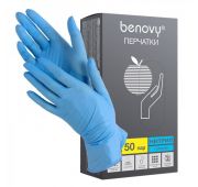 Перчатки нитриловые « Веnovy » M голубые (50пар)